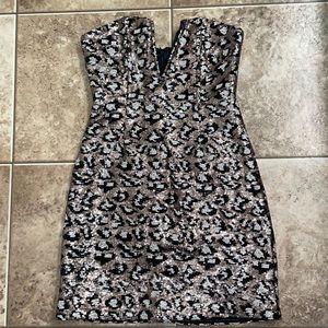 Cheetah print strapless mini dress